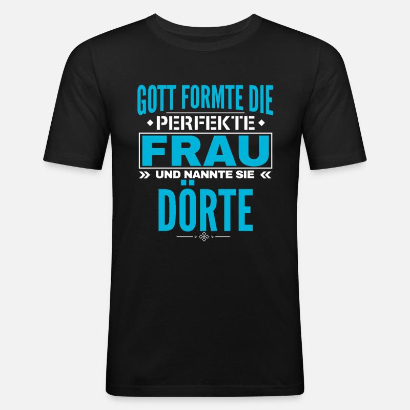 Dörte Name Design - Männer Slim Fit T-Shirt - Schwarz