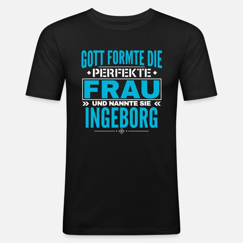 Ingeborg Name Design - Männer Slim Fit T-Shirt - Schwarz