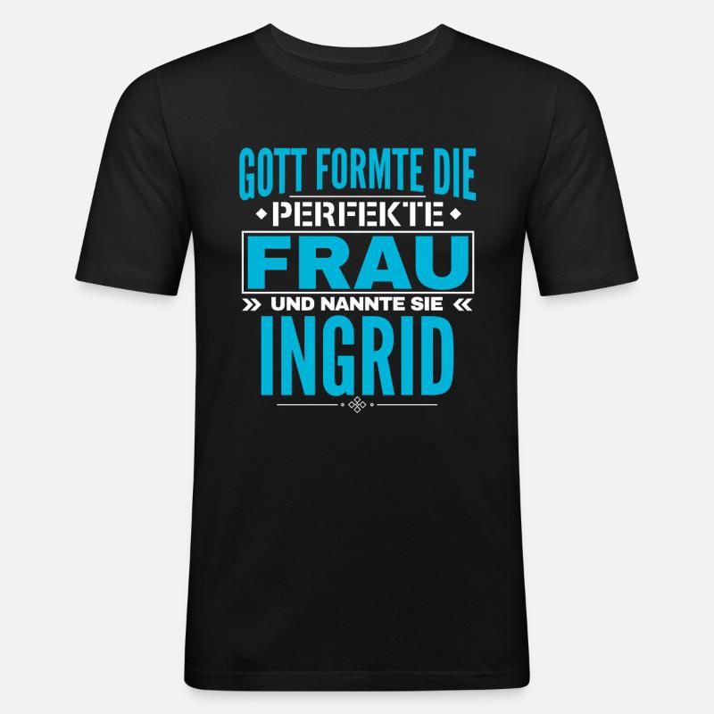 Ingrid Name Design - Männer Slim Fit T-Shirt - Schwarz