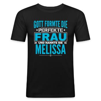 Conception du nom de Melissa - T-shirt près du corps Homme - noir - Devant - Nik (191cm)