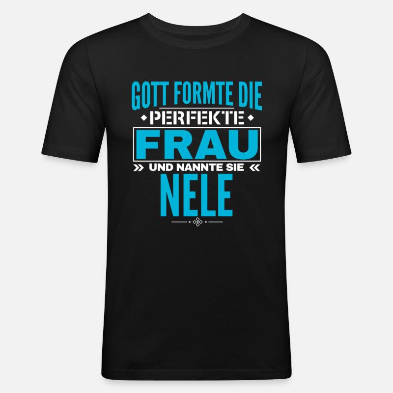 Nele Name Design - Männer Slim Fit T-Shirt - Schwarz
