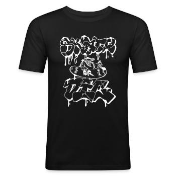 patiner ou mourir blanc - T-shirt près du corps Homme - noir - Devant - Nik (191cm)