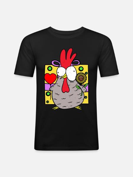 Birthday Gift Chicken Sunflower Congratulations - Men's Slim Fit T-Shirt - black