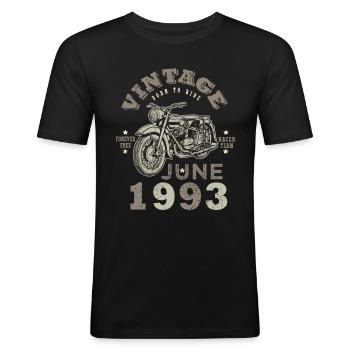 Né en juin 1993 moto - T-shirt près du corps Homme - noir - Devant - Nik (191cm)