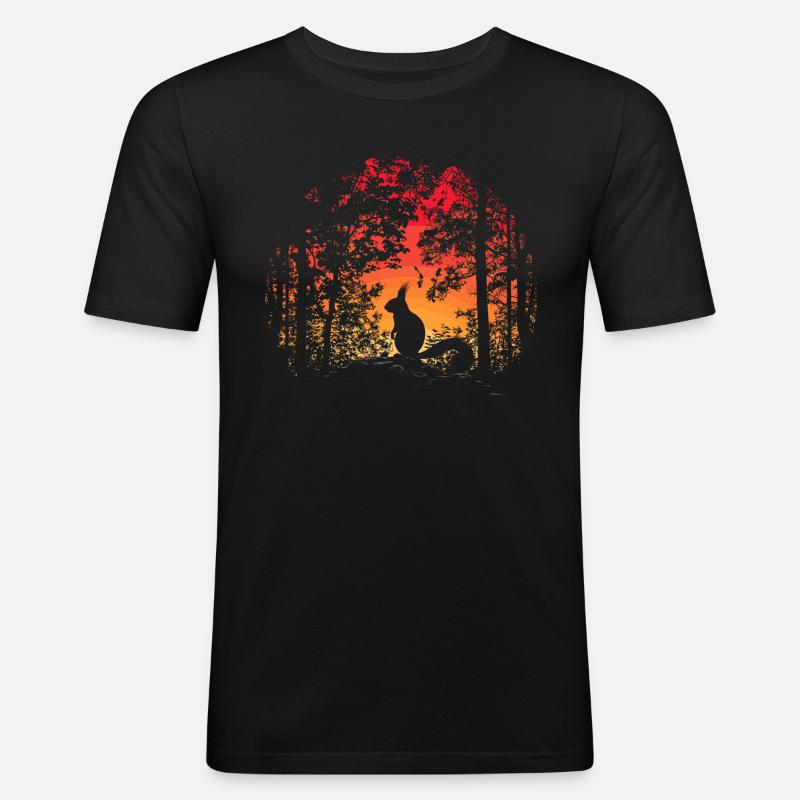 Eichhörnchen Wald Baumhörnchen Hörnchen - Männer Slim Fit T-Shirt - Schwarz