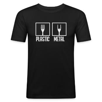 Plastic and Metal, Heavy Metal, Hard Rock, Fork - Men's Slim Fit T-Shirt - black - Front - Nik (191cm)