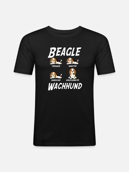 Beagle Wachhund - Männer Slim Fit T-Shirt - Schwarz