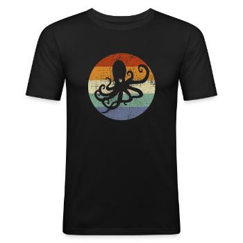 Octopus Octopus Tentacle Sea Sea Animal Gift Idea - Men's Slim Fit T-Shirt - black - Front - Nik (191cm)