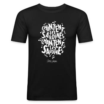 Les Sardines - T-shirt près du corps Homme - noir - Devant - Nik (191cm)