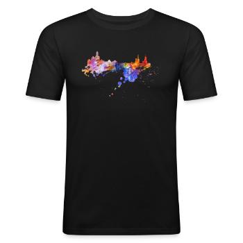 Dresden Skyline Graffiti Shirt aus Sachsen Farben - Männer Slim Fit T-Shirt - Schwarz - Vorne - Nik (191cm)