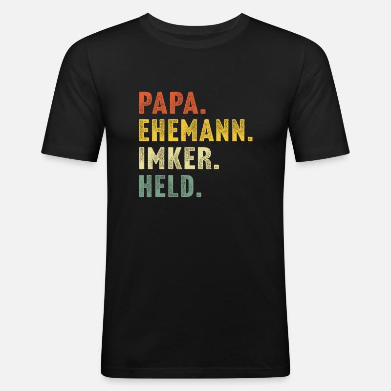 papa ehemann Imker held - Männer Slim Fit T-Shirt - Schwarz
