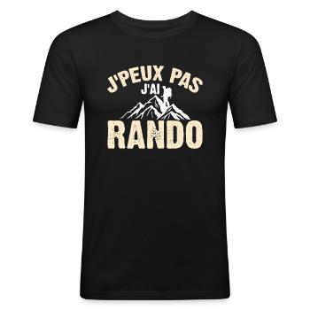 Je Peux Pas J'ai Rando - T-shirt près du corps Homme - noir - Devant - Nik (191cm)