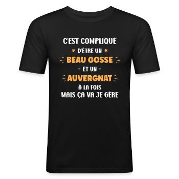 Compliqué beau gosse et auvergnat - T-shirt près du corps Homme - noir - Devant - Nik (191cm)