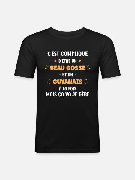 Compliqué beau gosse et guyanais - T-shirt près du corps Homme - noir
