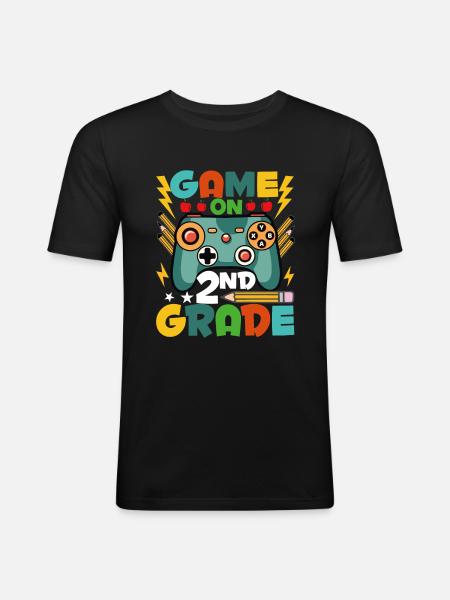 Game on the 2nd grade - Men's Slim Fit T-Shirt - black