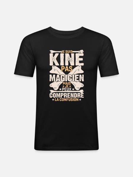 Je Suis Kiné Pas Magicien - T-shirt près du corps Homme - noir