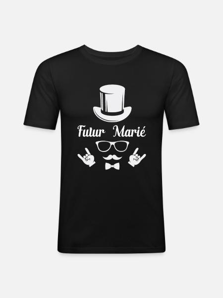 Futur Marié - T-shirt près du corps Homme - noir