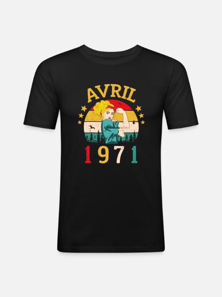 Avril 1971 - T-shirt près du corps Homme - noir