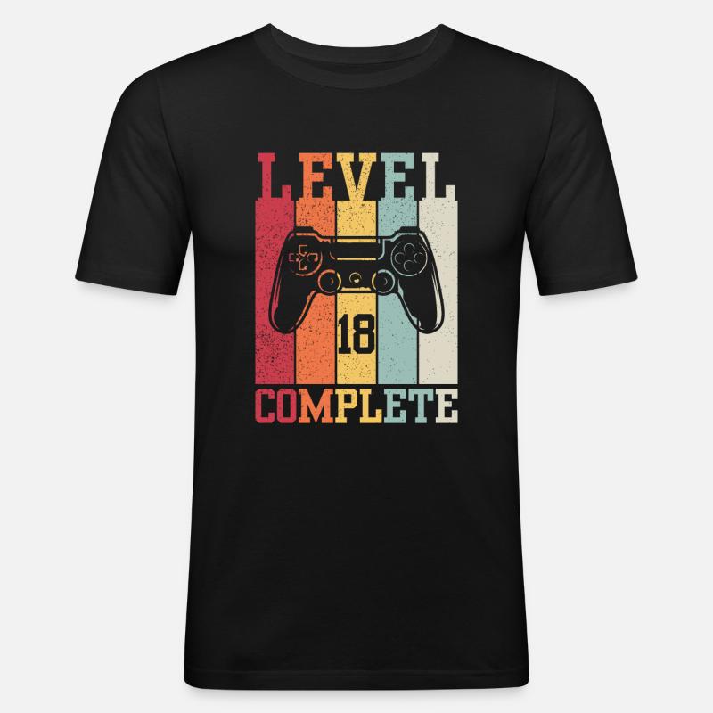Niveau 18 Complété - T-shirt près du corps Homme - noir