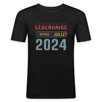 Légendaire Depuis Juillet 2024 Anniversaire Cadeau - T-shirt près du corps Homme - noir - Devant - Nik (191cm)