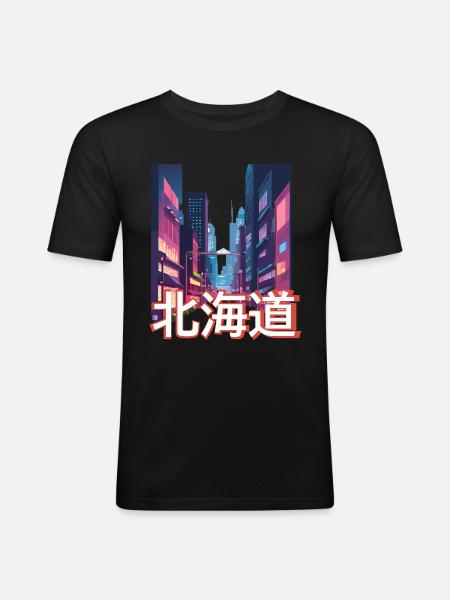 Hokkaido Neon Night - Men's Slim Fit T-Shirt - black