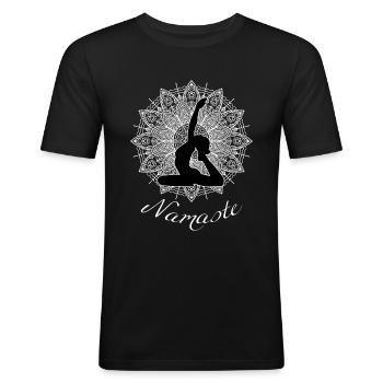 Yoga Namaste Mandala Gift Asana Yoga Pose - Men's Slim Fit T-Shirt - black - Front - Nik (191cm)