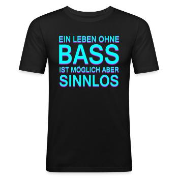 Techno Bass Spruch House Rave Festival Kleidung - Männer Slim Fit T-Shirt - Schwarz - Vorne - Nik (191cm)
