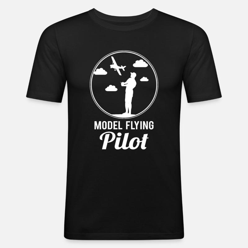 Modellflug Pilot Modellbauer Flugzeug Geschenk - Männer Slim Fit T-Shirt - Schwarz