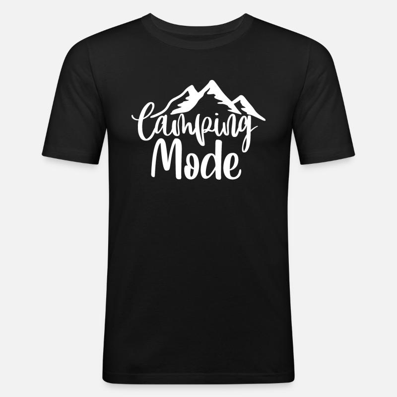 Camping Mode - Männer Slim Fit T-Shirt - Schwarz