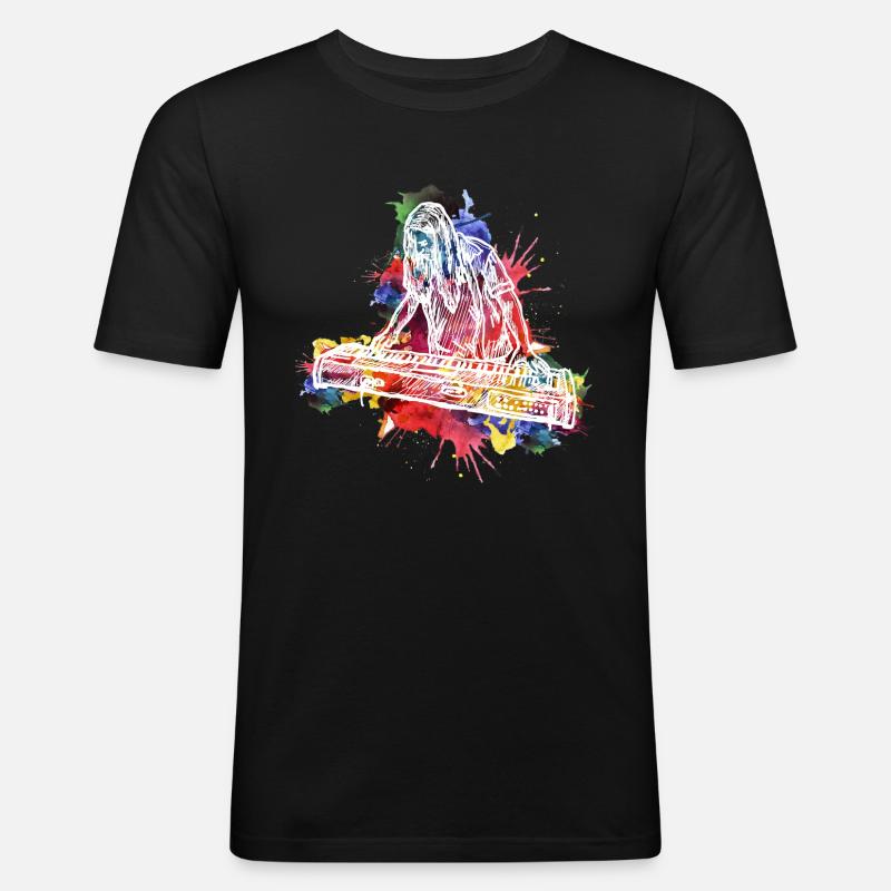 Keyboarder - Männer Slim Fit T-Shirt - Schwarz