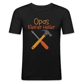 Opas kleiner Helfer Hammer Opa Enkel Partnerlook - Männer Slim Fit T-Shirt - Schwarz - Vorne - Nik (191cm)
