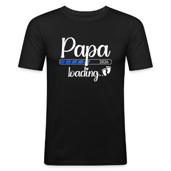 Papa 2026 Loading Werdender Papa 2026 - Männer Slim Fit T-Shirt - Schwarz - Vorne - Nik (191cm)
