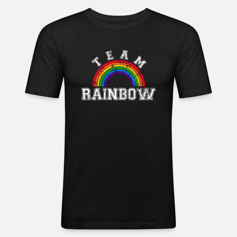 Team Rainbow LGBT Gay Pride Regenbogen CSD - Männer Slim Fit T-Shirt - Schwarz