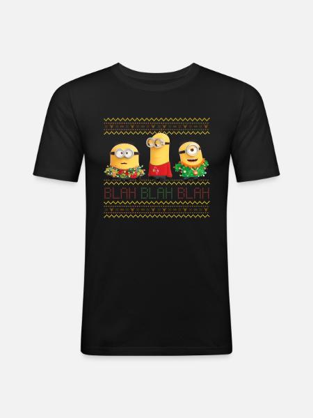 Minions Grimme X-mas Blah - Herre Slim Fit T-Shirt - sort