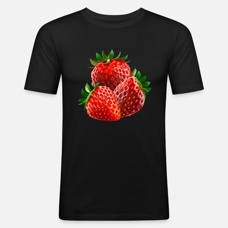 Fragole Fragole - Maglietta aderente da uomo - nero