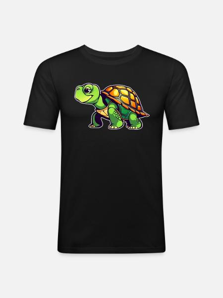 Cute Turtle - Men's Slim Fit T-Shirt - black