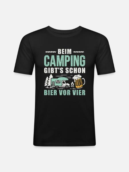 Wohnmobil Camping Bier Camper - Männer Slim Fit T-Shirt - Schwarz