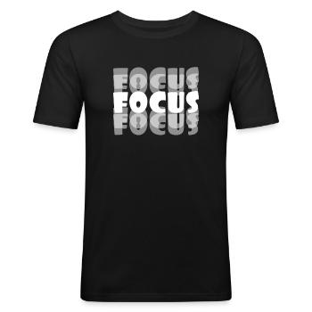 Motivations-Fokus-T-Shirt Design-Fokus - Männer Slim Fit T-Shirt - Schwarz - Vorne - Nik (191cm)