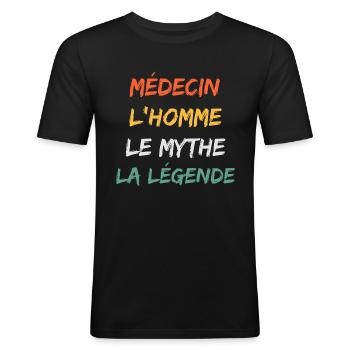 médecin - T-shirt près du corps Homme - noir - Devant - Nik (191cm)