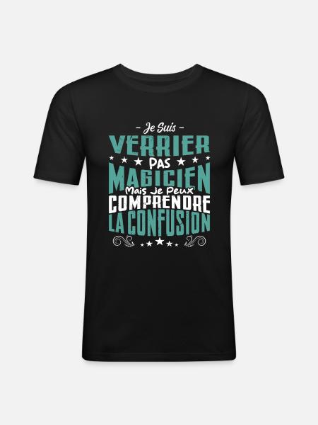 Je Suis Verrier Pas Magicien - T-shirt près du corps Homme - noir