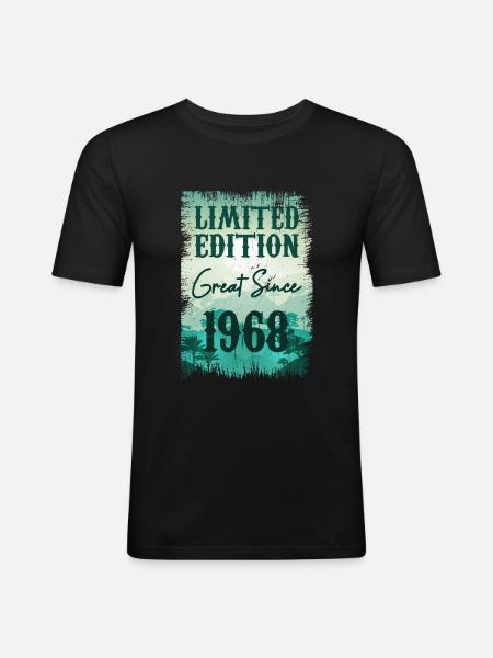 Einzigartig seit 1968 - Männer Slim Fit T-Shirt - Schwarz