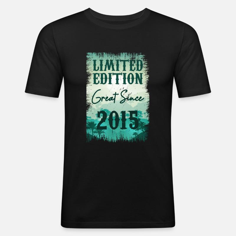 Einzigartig seit 2015 - Männer Slim Fit T-Shirt - Schwarz