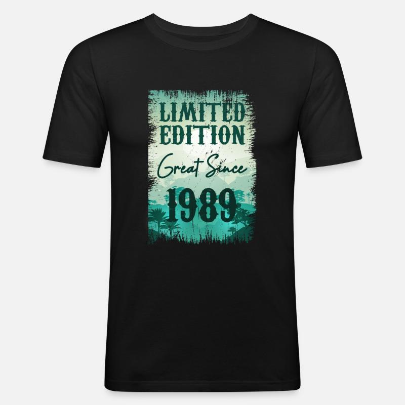 Einzigartig seit 1989 - Männer Slim Fit T-Shirt - Schwarz