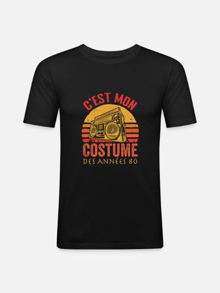80s Disco costume outfit - Men's Slim Fit T-Shirt - black