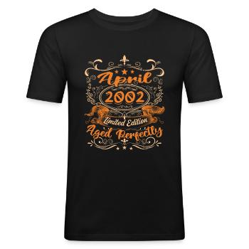 Vintage Birthday Gift Idea April 2002 - Men's Slim Fit T-Shirt - black - Front - Nik (191cm)