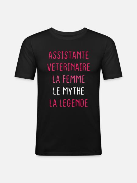 Assistante Veterinaire - T-shirt près du corps Homme - noir