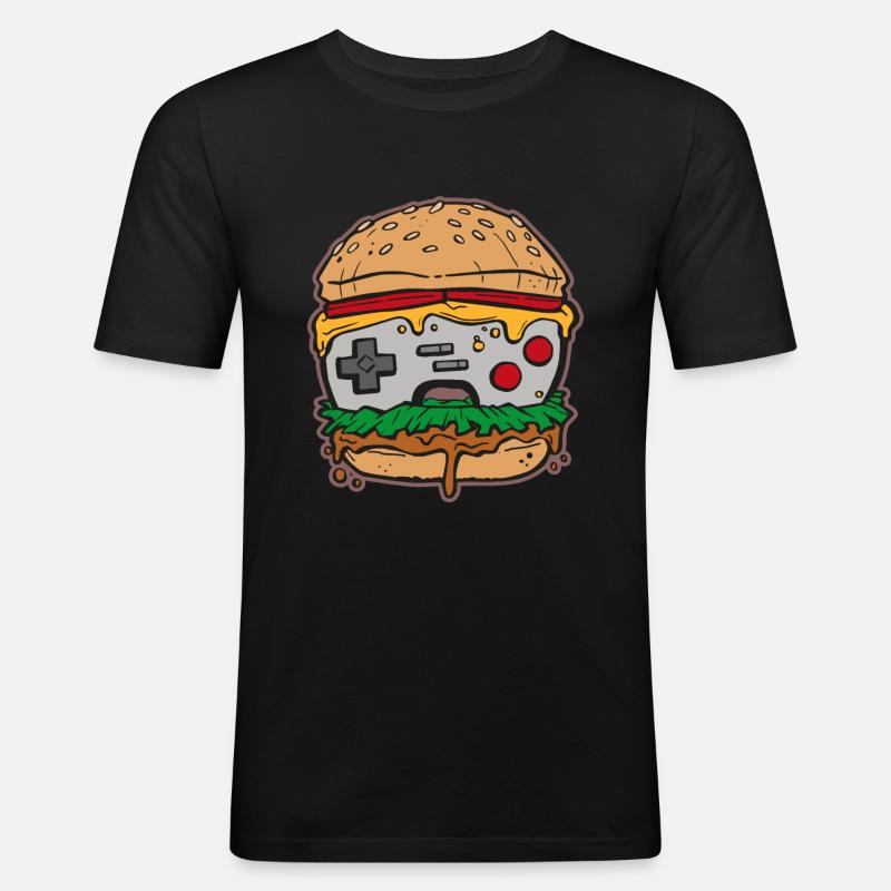 Hamburger Gaming Controller - Männer Slim Fit T-Shirt - Schwarz