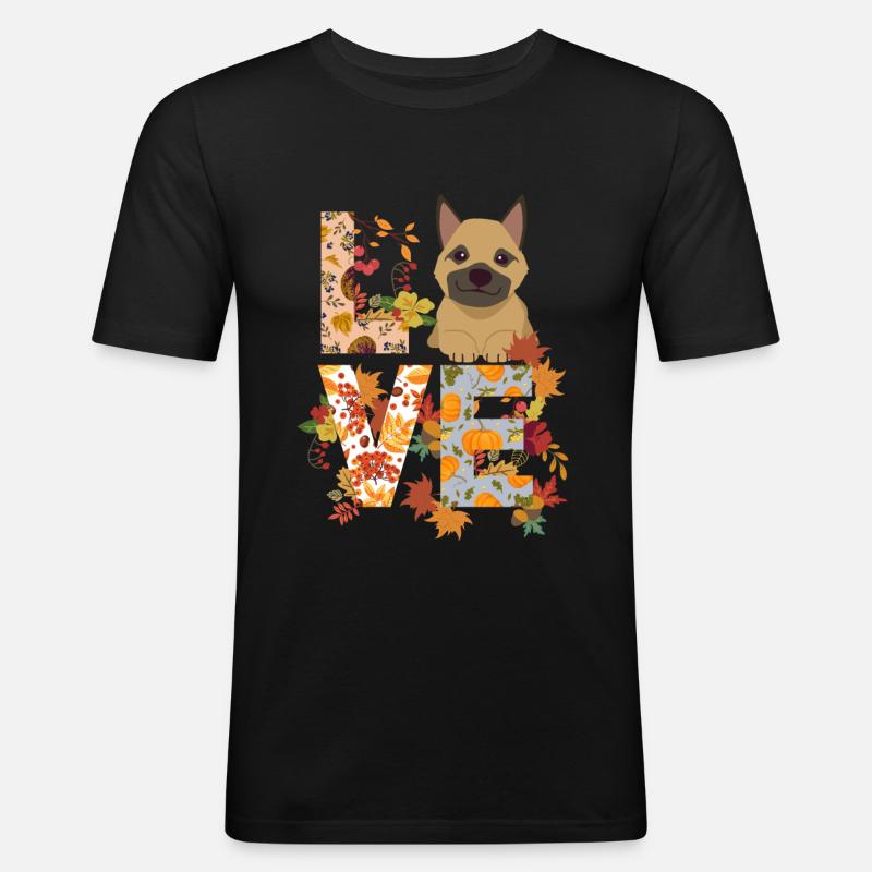 Deutscher Schäferhund Herbst Dankbar Liebe - Männer Slim Fit T-Shirt - Schwarz