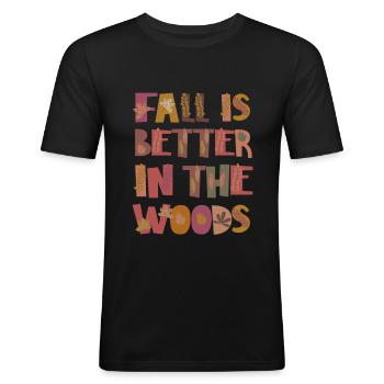 Wald im Herbst Dankbarkeit Blätter Herbst Wald - Männer Slim Fit T-Shirt - Schwarz - Vorne - Nik (191cm)