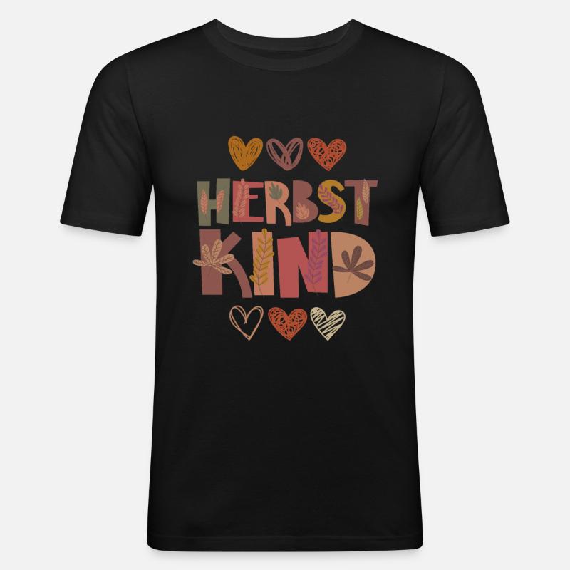 Herbst Kind Dankbarkeit Blätter - Männer Slim Fit T-Shirt - Schwarz